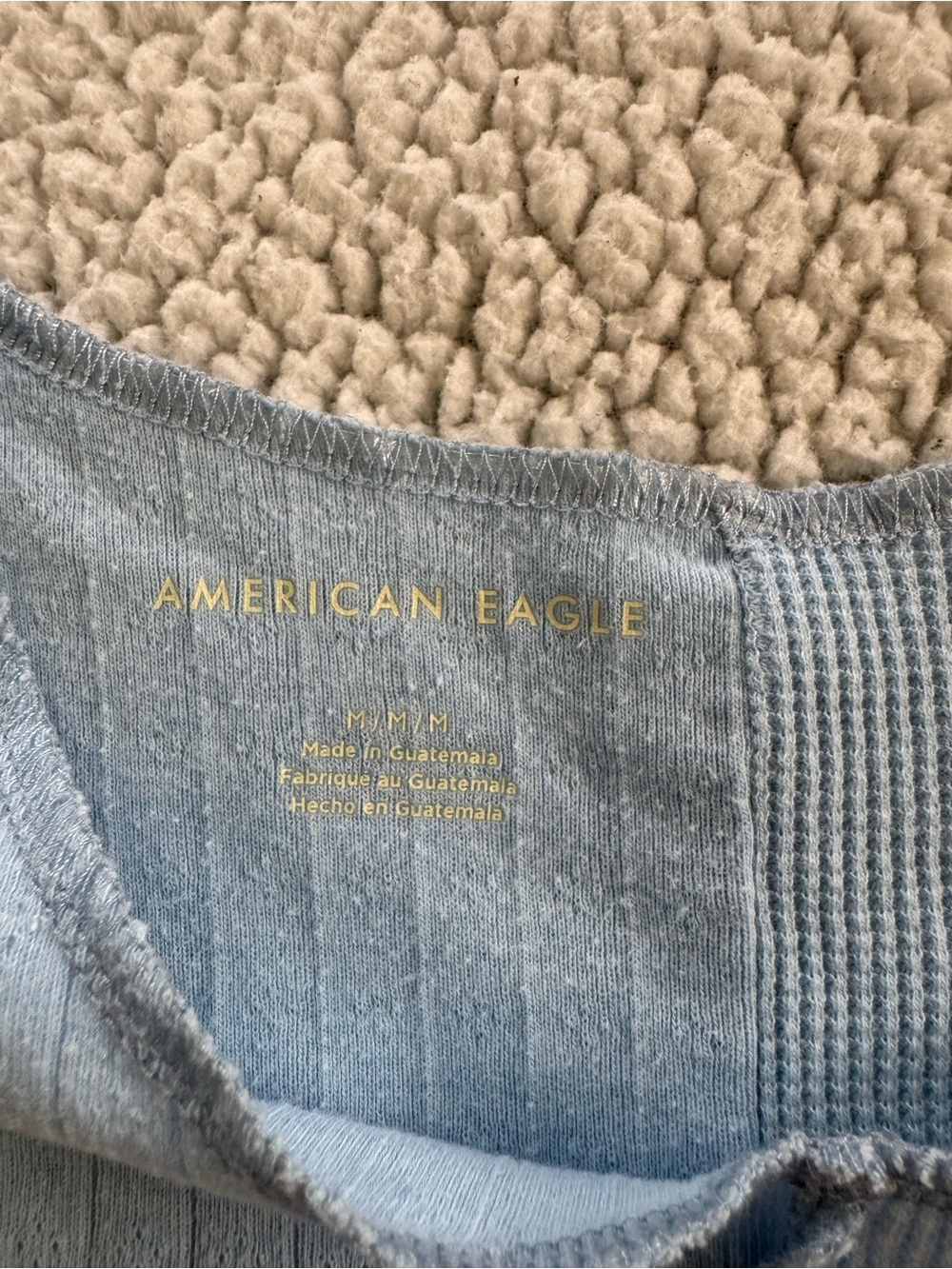 American Eagle Outfitters Two-Texture Light Blue Crop Tank - Picture 4 of 4